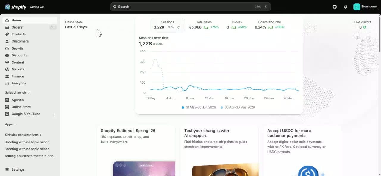 Steenvorm sales dashboard